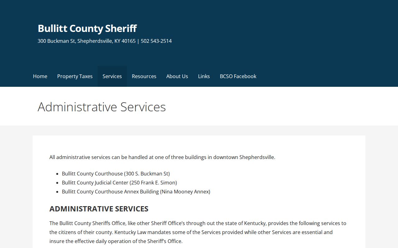 Bullitt County sheriff warrant process records page